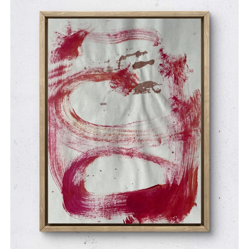 Original Abstract Red Expressionist Painting 8.5x11 Mixed Media on Paper